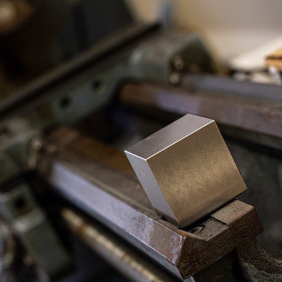 MetMo Cube on a lathe