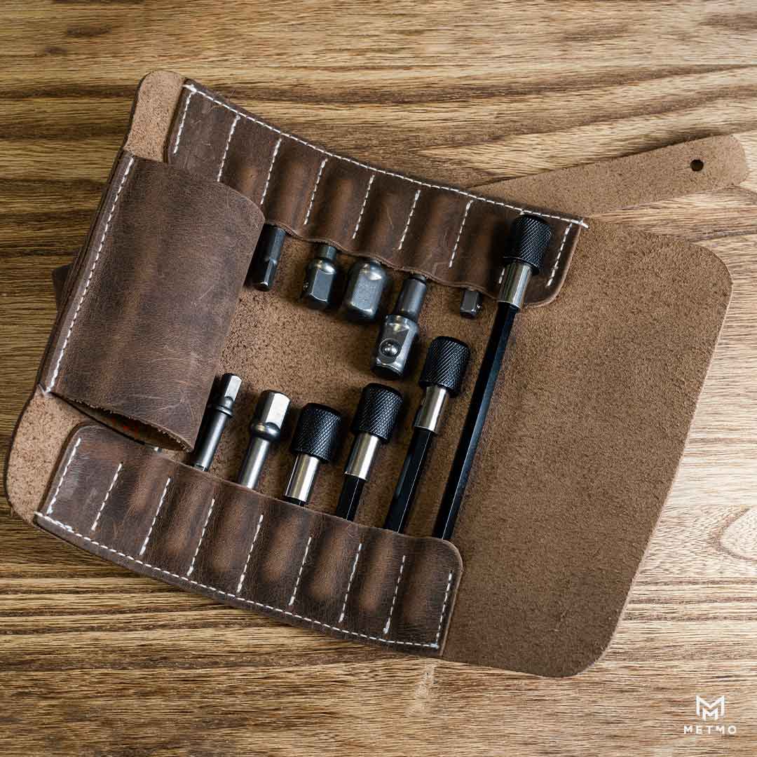 Brown leather Metmo Driver Expansion Tool kit, with Hex bits