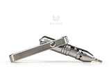MetMo pocket ratchet driver stainless steel standing in pistol grip position
