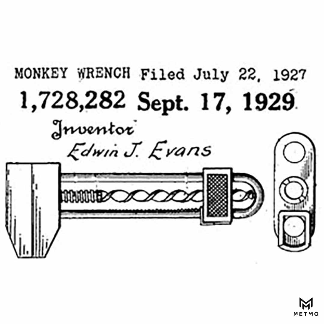 The Original Edwin Evans monkey wrench patent Patent