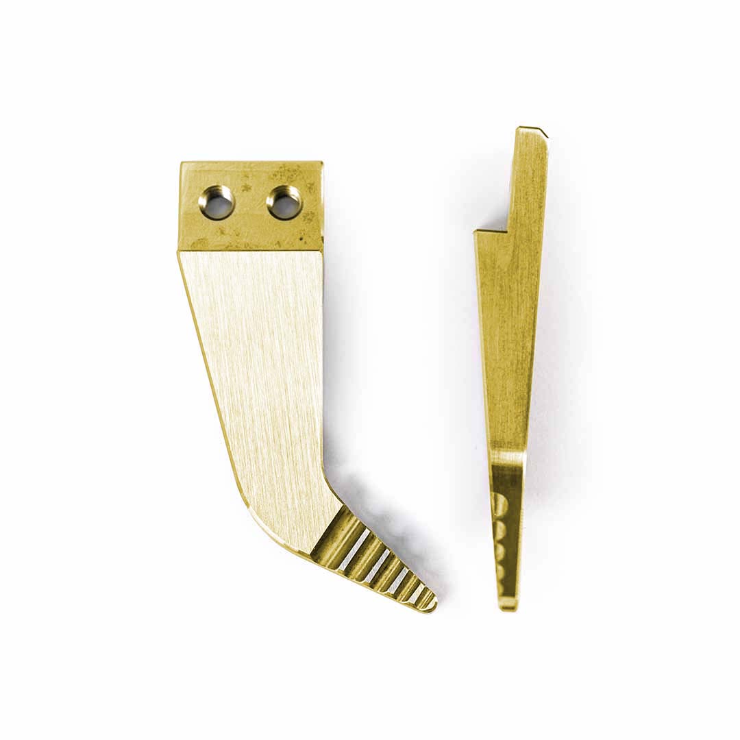Angled Jaw in Brass on a plain white background.