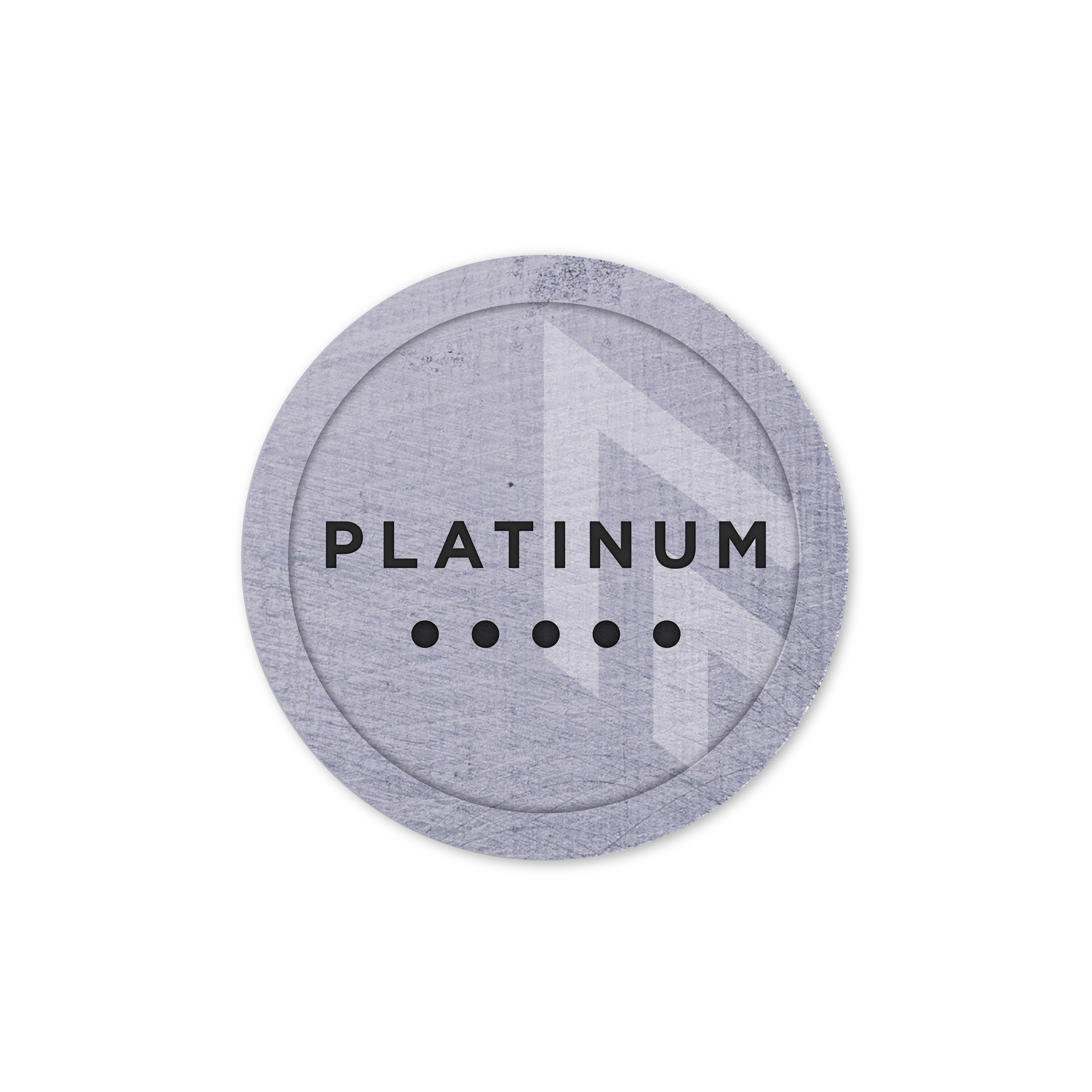 Round gray badge with 'Platinum' text and MetMo symbol