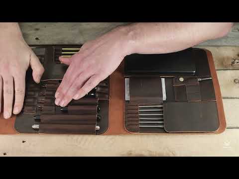 MetMo Multi Drive leather expansion kit demonstrating assembly and arrangement for filled case