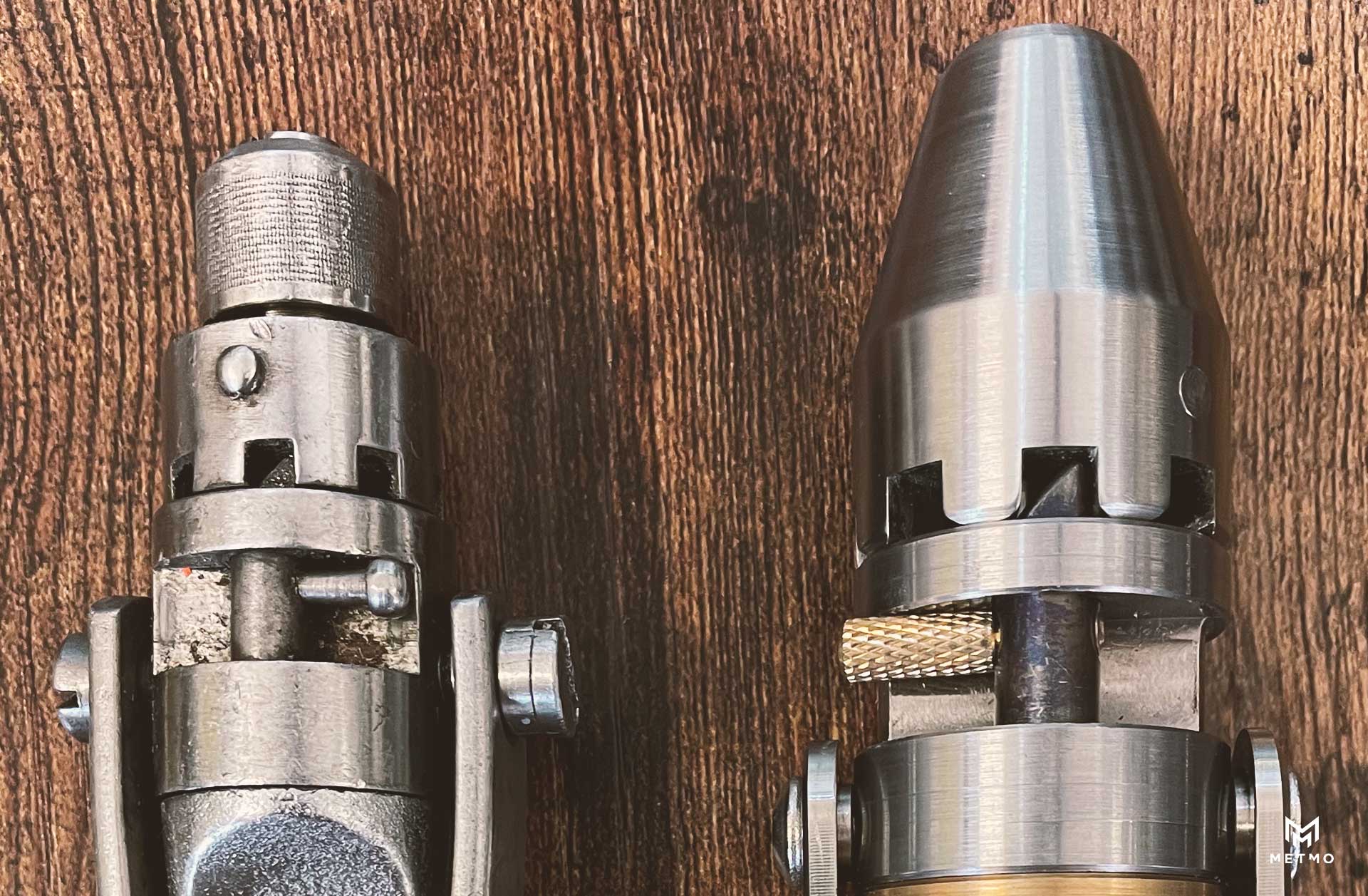 Stainless steel MetMo drivers on a workbench