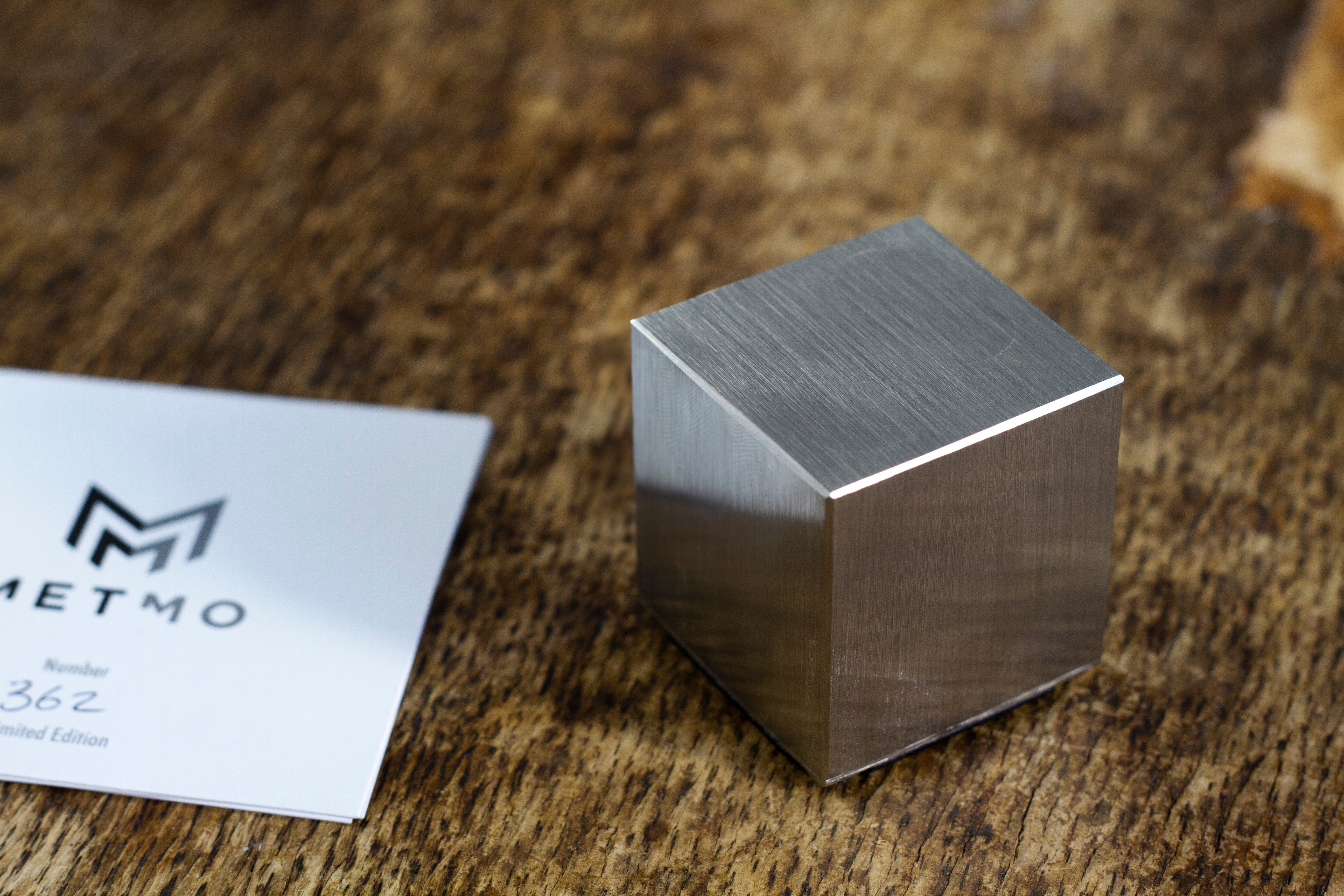 Close up of MetMo Cube on a desk