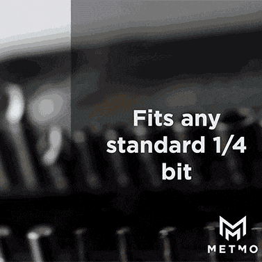 A GIF displaying that the MetMo driver tool  fits any standard quarter bit.