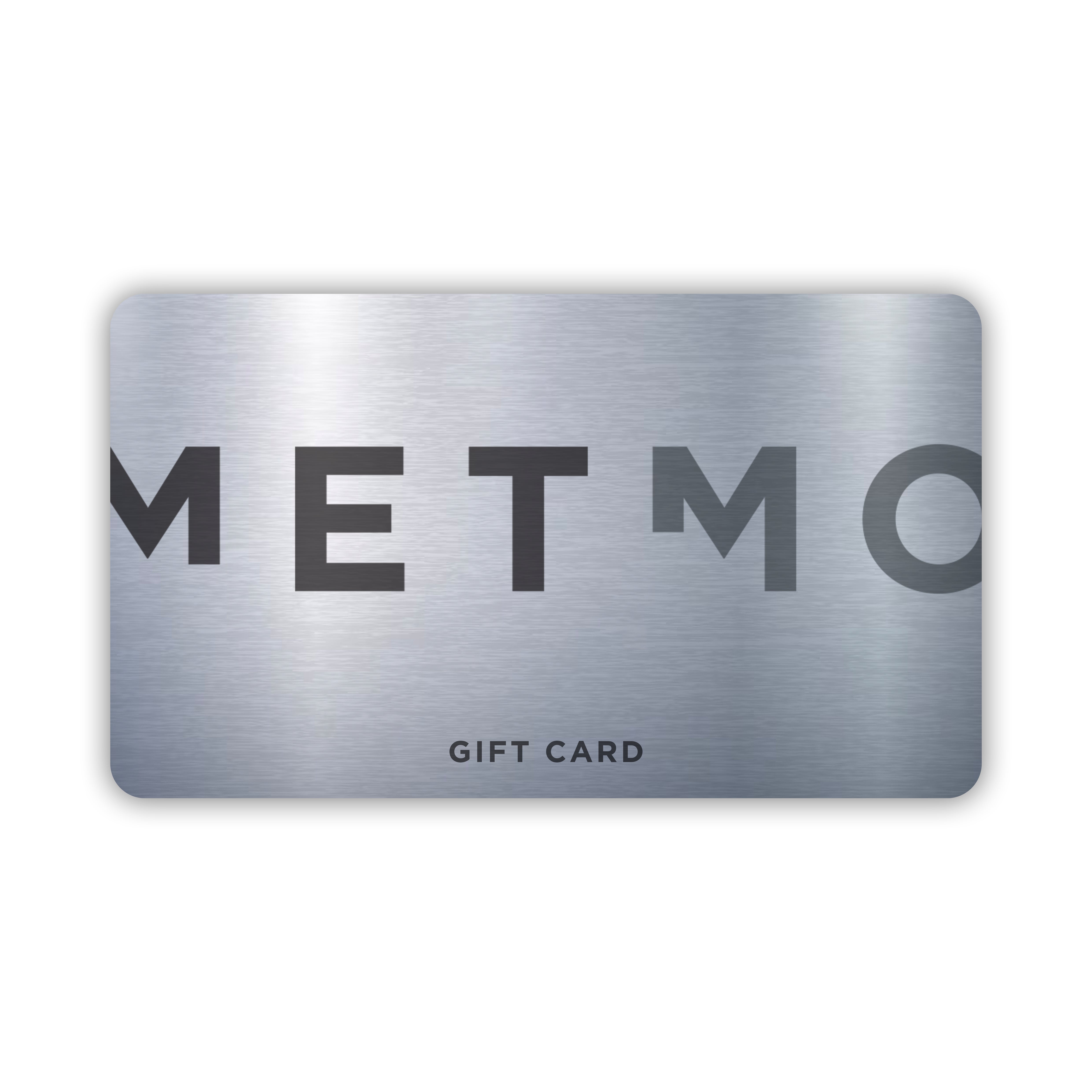 Illustration of MetMo’s gift card with technical labels.