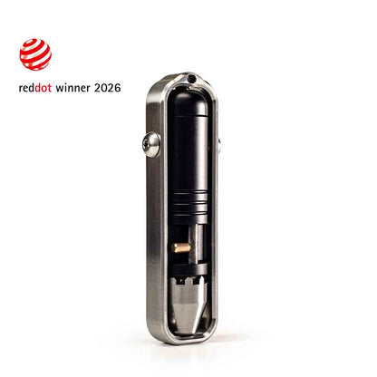 black steel Pocket Driver with Red Dot winner 2026 badge