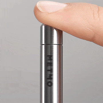 Animation of the MetMo Pocket Driver end cap spinning smoothly with a persons finger placed on end.