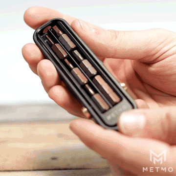 Hex drive bits being magnetically held in the Magnetic bit case