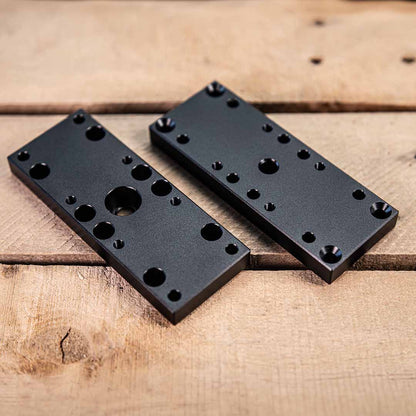MetMo Dual Vise Adaptor Plate Fractal Vise, black anodized aluminium front and back