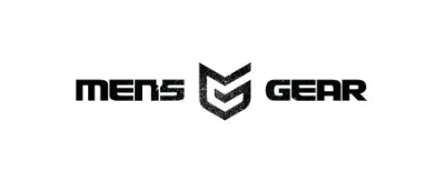 Black 'MEN'S GEAR' logo on a white background
