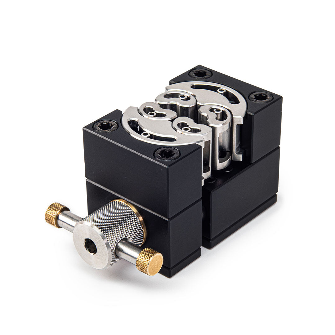 MetMo Fractal Vise in black aluminium image shown in a closed position