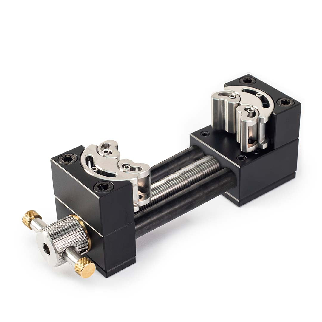 Black fractal vise with threaded rod on a white background