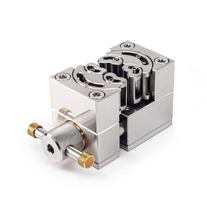 Stainless steel vise on a white background 