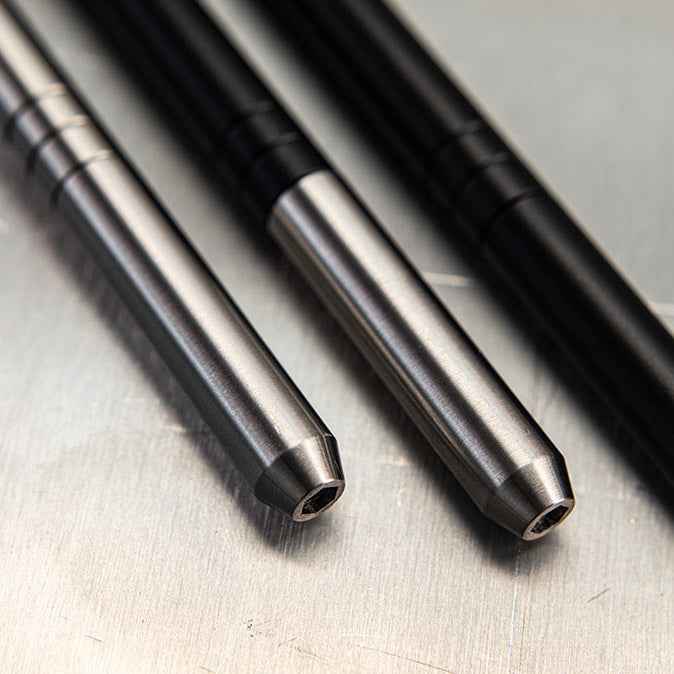 Close up of MetMo Muti Drive in various metal colours.