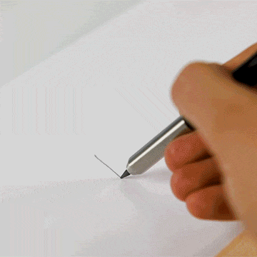 Animation of MetMo Multi Drive tool being used with a number of different attachments - pen, pencil, stanley knife, screwdriver and drill.