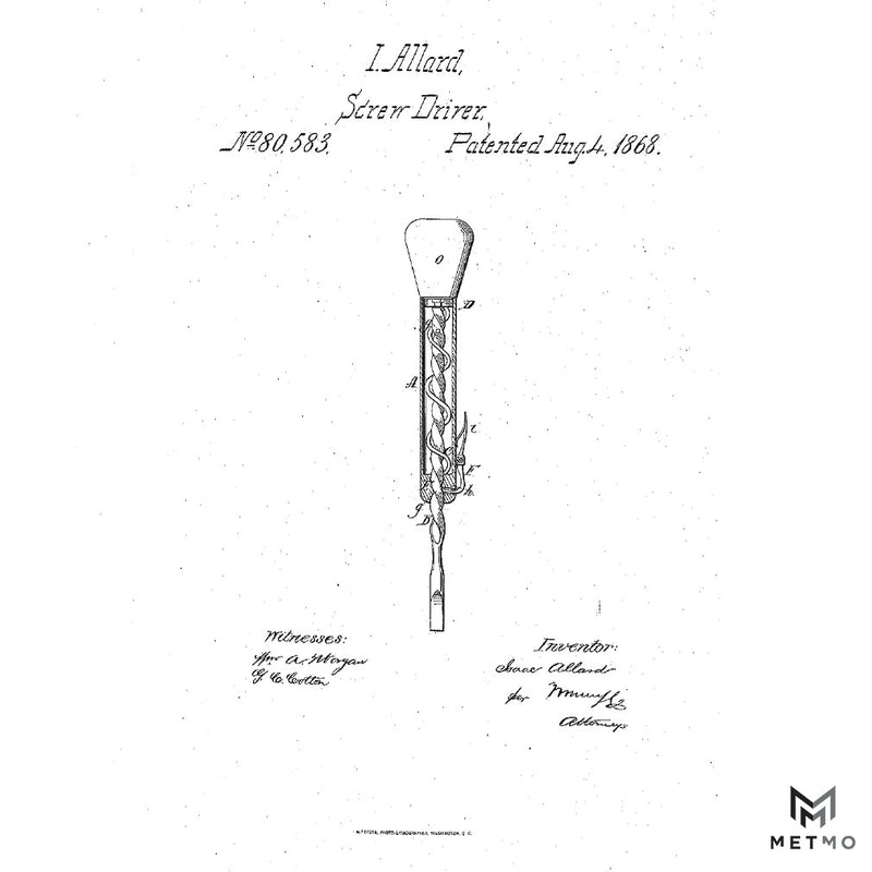 Original screwdriver patent, by I.Allard