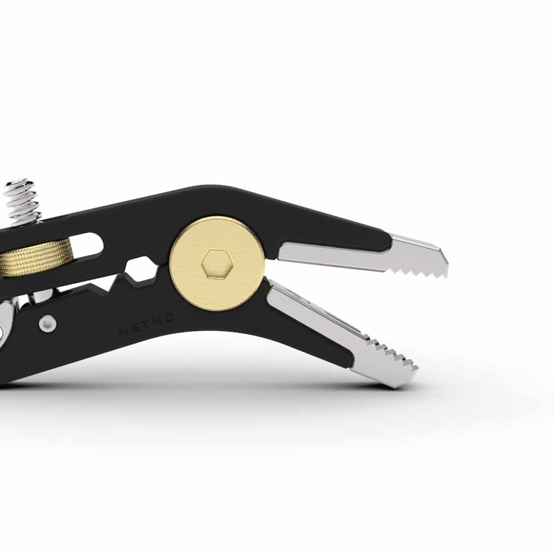 Close up of plier jaw for pocket grip on white background