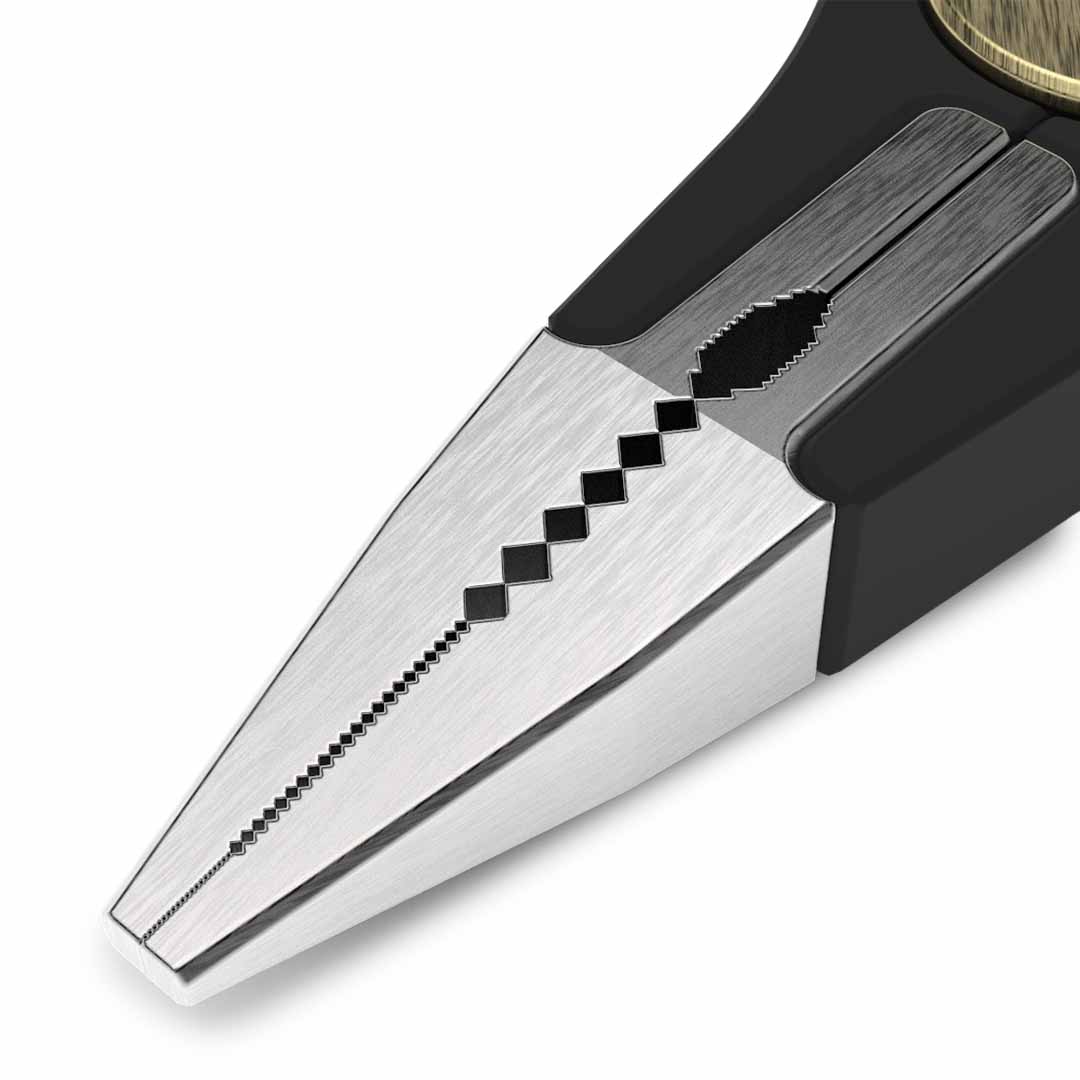 Close up of needle jaw for pocket grip on white background