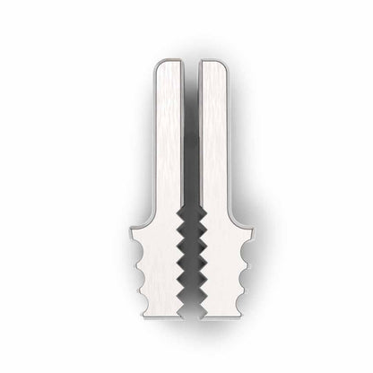 Close up of reverse jaw for pocket grip on white background