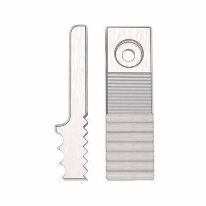 Close up of reverse jaw for pocket grip on white background