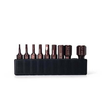 Front view of the MetMo Hex Bit metric driver set.