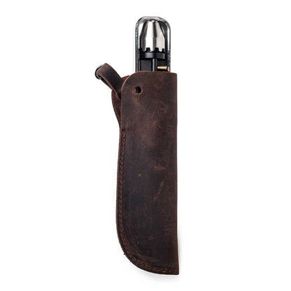 MetMo leather pouch holding the Pocket Driver.