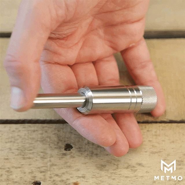 MetMo piston in stainless steel gif showing slow pressing action