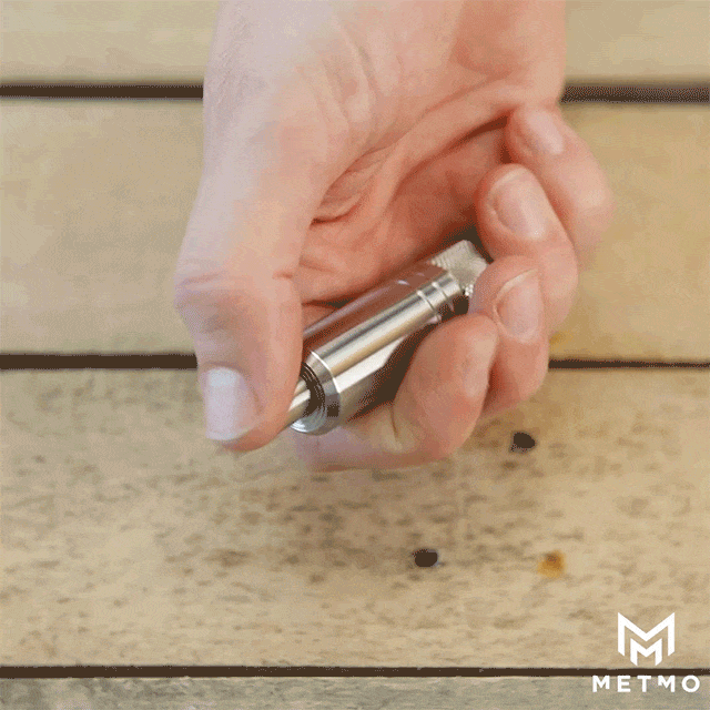 stainless steel piston fidget toy gif showing flip and pressing action
