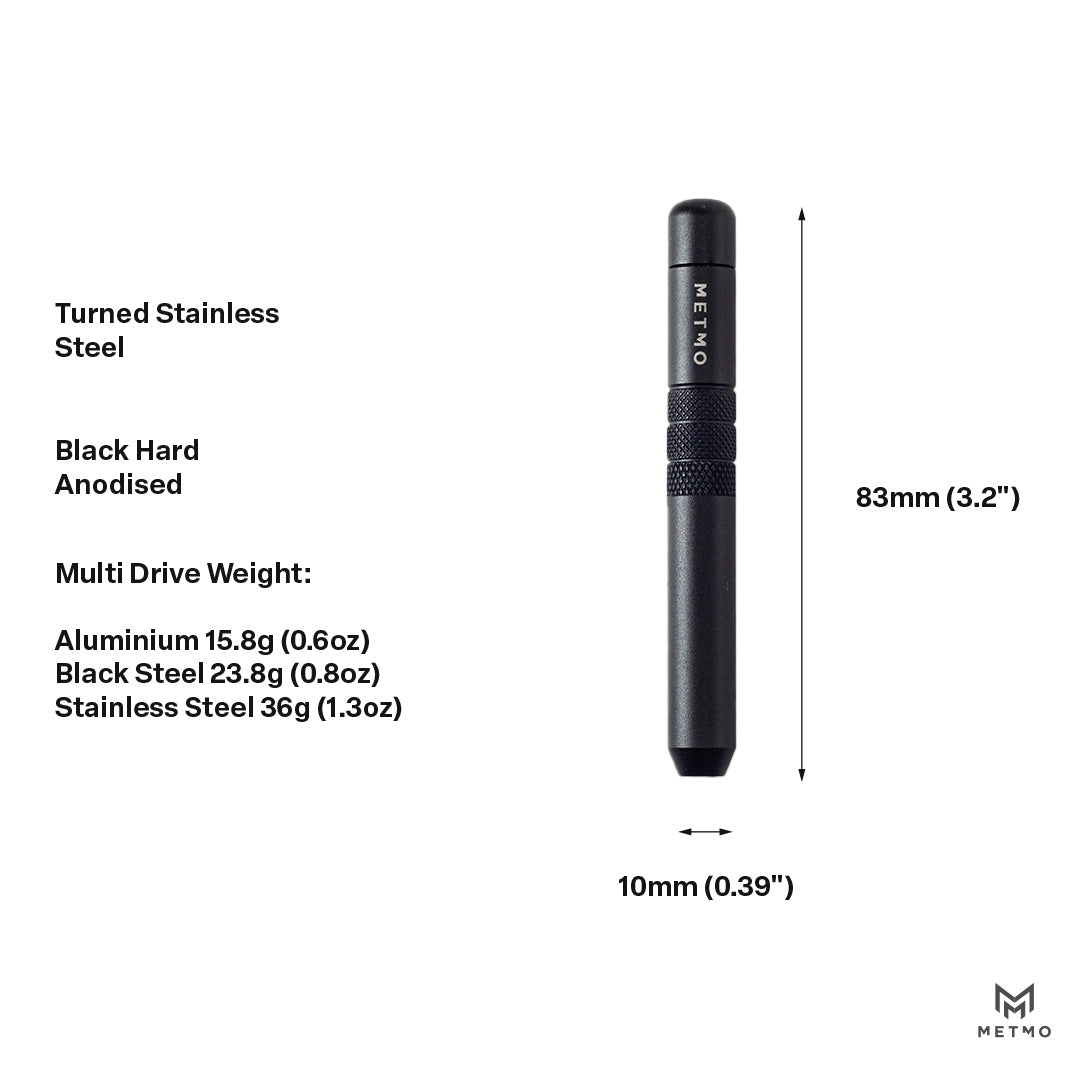 Infographic showing the length, diameter  and weights of the MetMo MultiDrive Stubster.