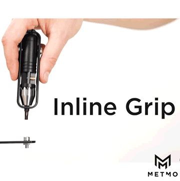 Animation showing the different grip modes of the MetMo Pocket Drive - T-Grip, Inline Grip, Pistol Grip and Offline Grip. 