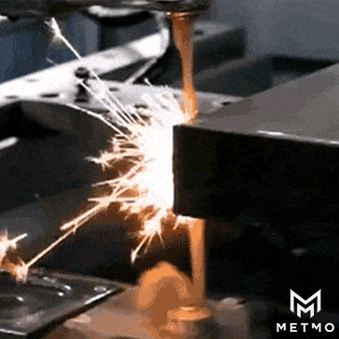 MetMo Cube being Cut with Wire EDM