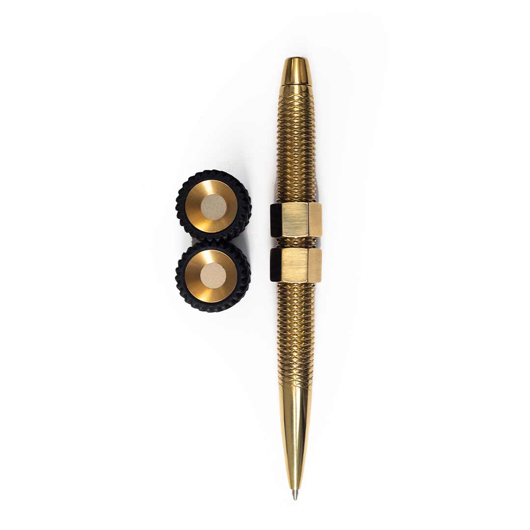 MetMo Brass Fidget Pen with Helico MK2.