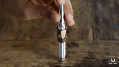 MetMo dual-threaded Brass Pen with Brass Nuts In Use